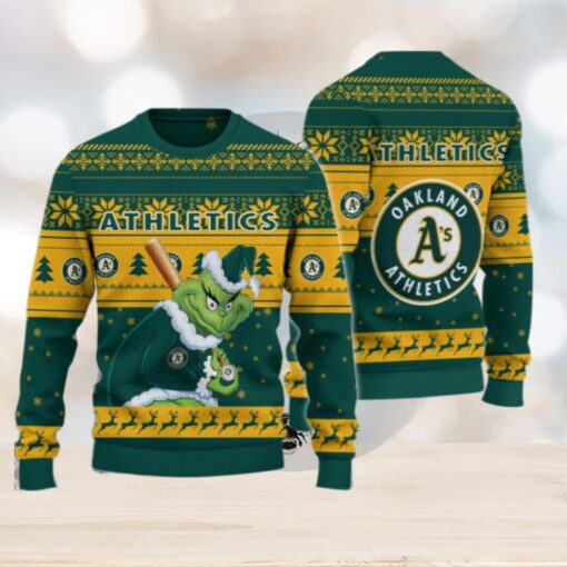 Oakland Athletics Grinch Christmas Ugly Sweater