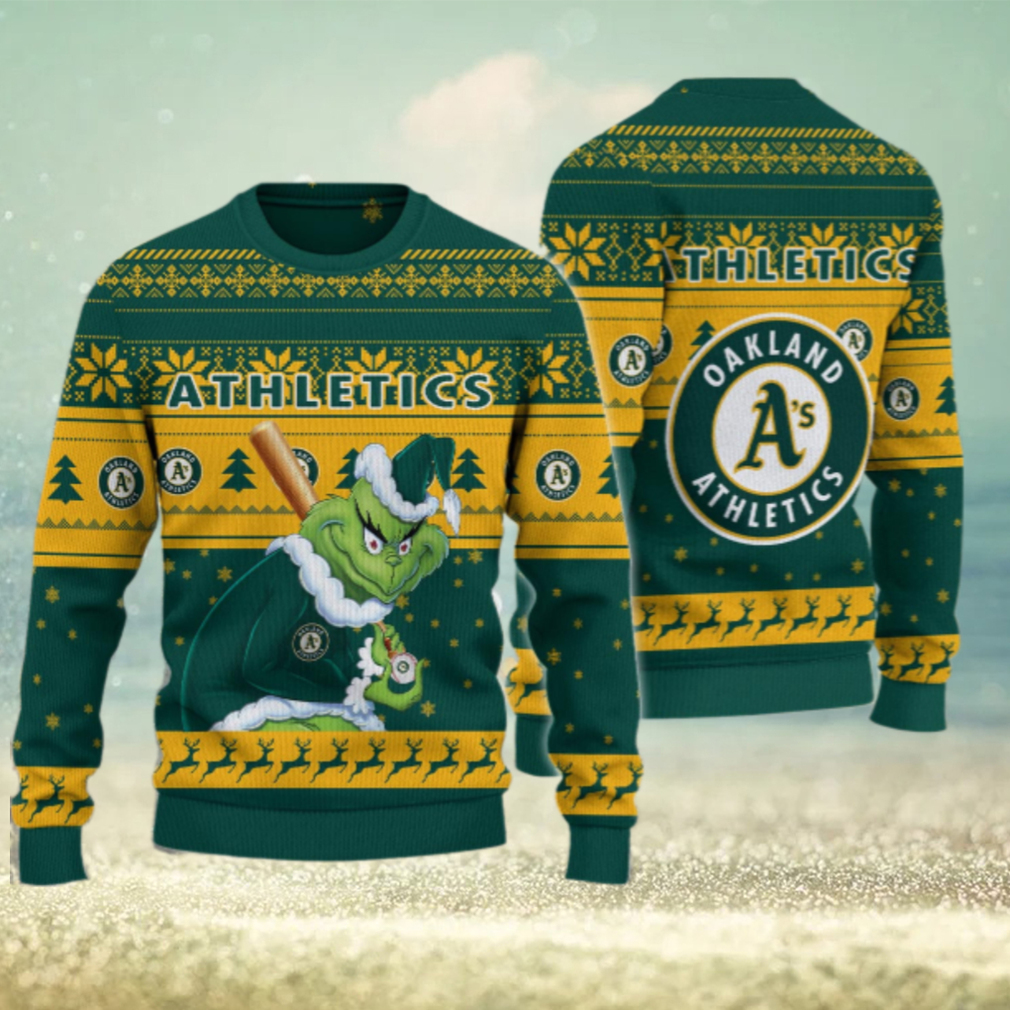 Oakland Athletics Grinch Christmas Ugly Sweater Oakland Athletics Grinch Christmas Ugly Sweater