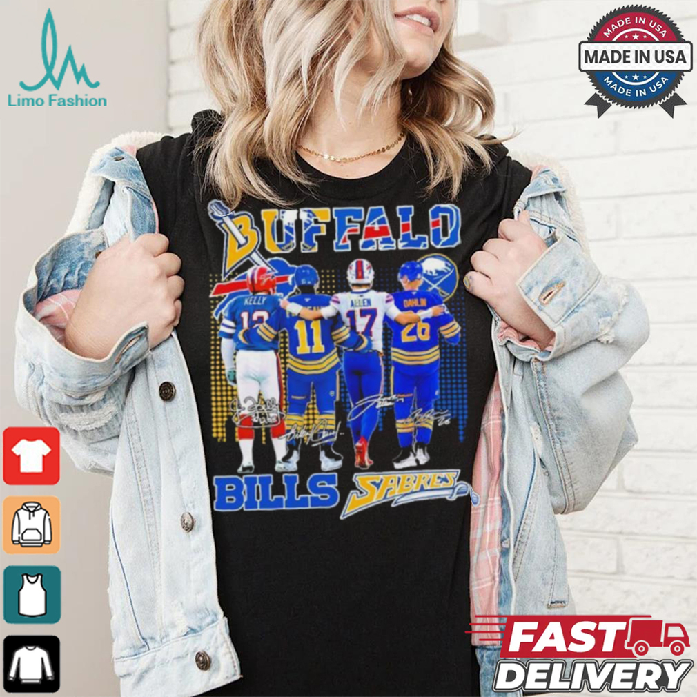 Official Buffalo Bills Josh Allen, Jim Kelly X Buffalo Hockey Gilbert Perreault, Rasmus Dahlin Shirt Official Buffalo Bills Josh Allen, Jim Kelly X Buffalo Hockey Gilbert Perreault, Rasmus Dahlin Shirt
