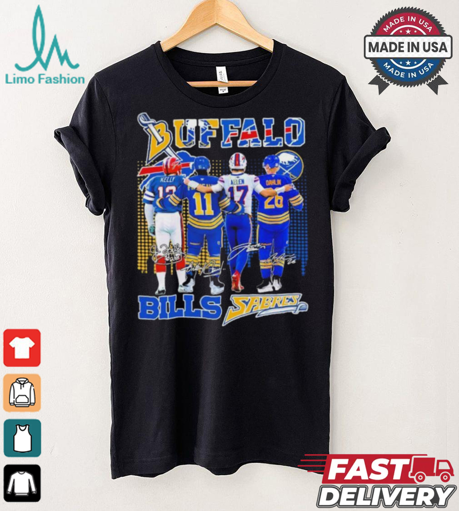 Official Buffalo Bills Josh Allen, Jim Kelly X Buffalo Hockey Gilbert Perreault, Rasmus Dahlin Shirt Official Buffalo Bills Josh Allen, Jim Kelly X Buffalo Hockey Gilbert Perreault, Rasmus Dahlin Shirt
