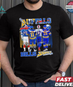 Official Buffalo Bills Josh Allen, Jim Kelly X Buffalo Hockey Gilbert Perreault, Rasmus Dahlin Shirt