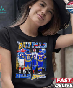 Official Buffalo Bills Josh Allen, Jim Kelly X Buffalo Hockey Gilbert Perreault, Rasmus Dahlin Shirt