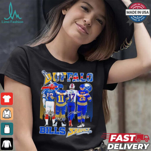 Official Buffalo Bills Josh Allen, Jim Kelly X Buffalo Hockey Gilbert Perreault, Rasmus Dahlin Shirt