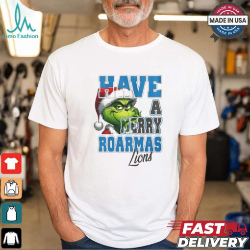 Official Detroit Lions Have A Merry Roarmas Lions Grinch Christmas Shirt