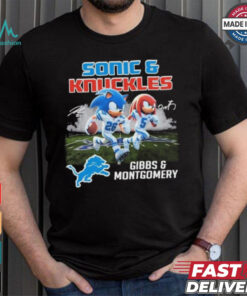 Official Detroit Lions Sonic Jahmyr Gibbs and Knuckles David Montgomery Shirt