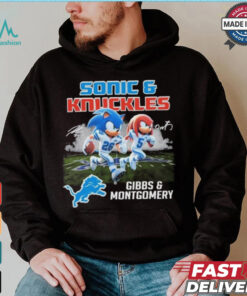 Official Detroit Lions Sonic Jahmyr Gibbs and Knuckles David Montgomery Shirt