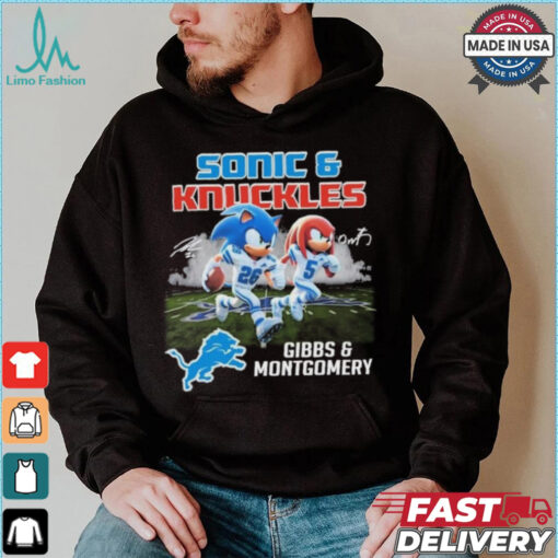 Official Detroit Lions Sonic Jahmyr Gibbs and Knuckles David Montgomery Shirt
