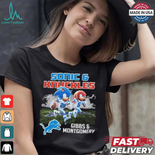 Official Detroit Lions Sonic Jahmyr Gibbs and Knuckles David Montgomery Shirt