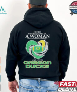 Official Never Underestimate A Woman Who Understand Football And Loves Oregon Ducks X Heart Diamond Shirt