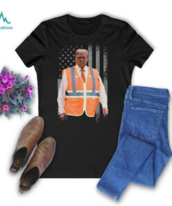 Official President Trump garbage truck truck worker vest usa flag maga 2025 T shirt