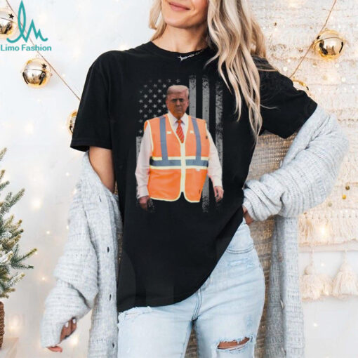 Official President Trump garbage truck truck worker vest usa flag maga 2025 T shirt