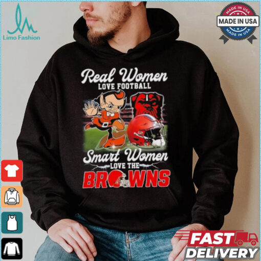 Official Real Women Love Football Smart Women Love The Cleveland Browns Football Mascot Shirt