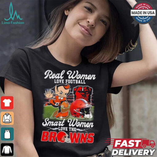 Official Real Women Love Football Smart Women Love The Cleveland Browns Football Mascot Shirt