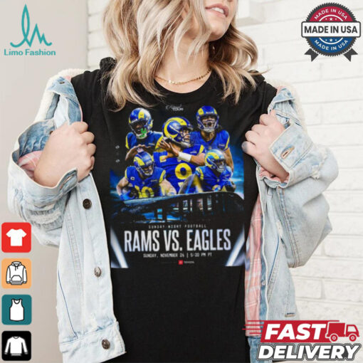 Official Sunday Night Lights Rams vs. Eagles Nov 24, 2024 Game Shirt