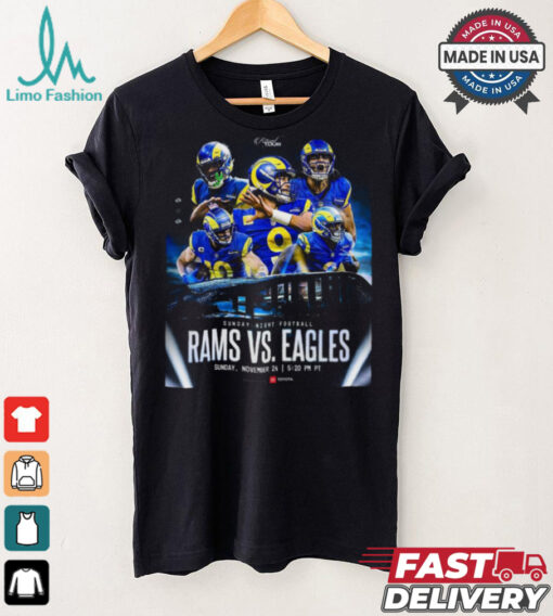 Official Sunday Night Lights Rams vs. Eagles Nov 24, 2024 Game Shirt