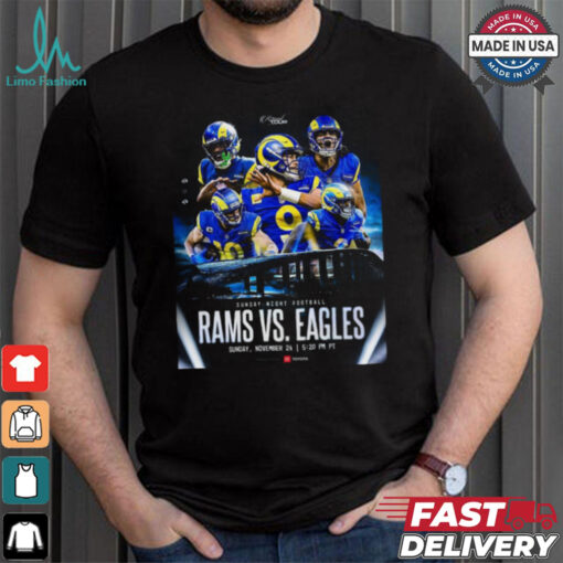 Official Sunday Night Lights Rams vs. Eagles Nov 24, 2024 Game Shirt