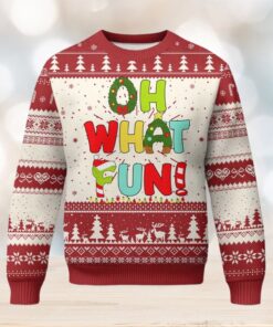 Oh What Fun Xmas Candy Cane Ugly Christmas Sweater