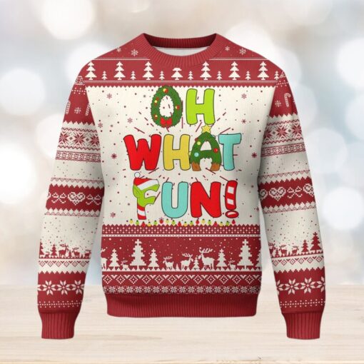 Oh What Fun Xmas Candy Cane Ugly Christmas Sweater