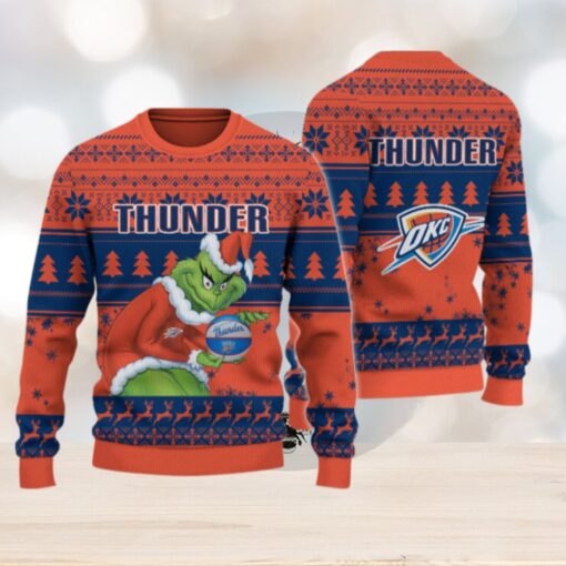 Oklahoma City Thunder Grinch Christmas Ugly Sweater