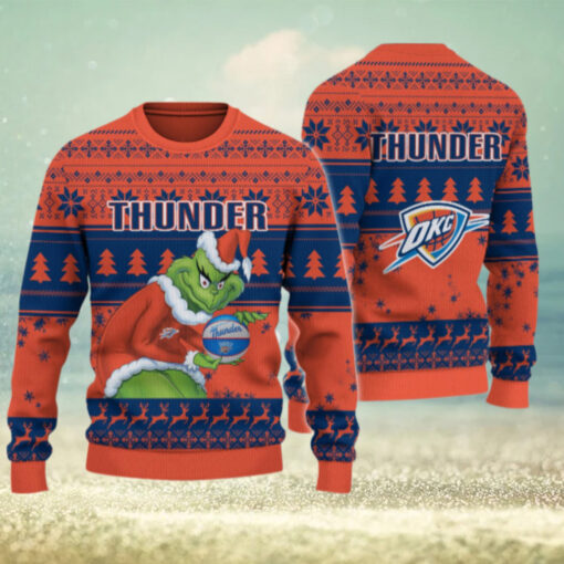 Oklahoma City Thunder Grinch Christmas Ugly Sweater