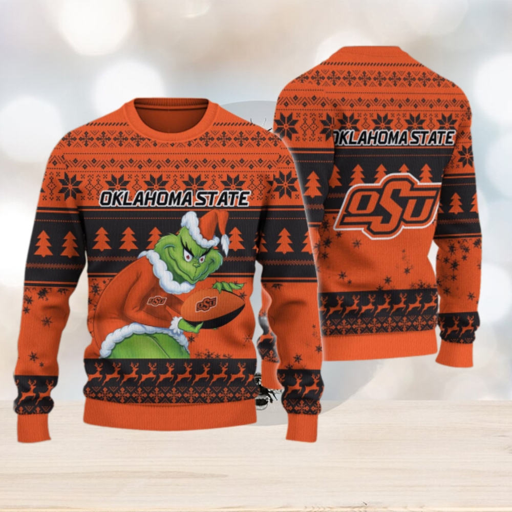 Oklahoma State Cowboys Grinch Ugly Christmas Sweater Oklahoma State Cowboys Grinch Ugly Christmas Sweater