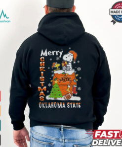 Oklahoma State Cowboys Snoopy And Woodstock Merry Christmas Shirt