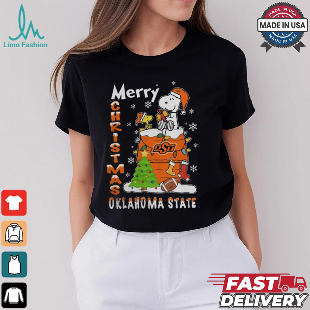 Oklahoma State Cowboys Snoopy And Woodstock Merry Christmas Shirt Oklahoma State Cowboys Snoopy And Woodstock Merry Christmas Shirt