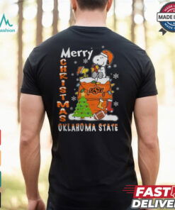 Oklahoma State Cowboys Snoopy And Woodstock Merry Christmas Shirt