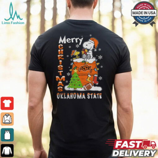 Oklahoma State Cowboys Snoopy And Woodstock Merry Christmas Shirt