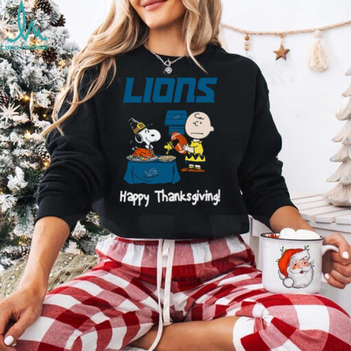 Peanuts Detroit Lions Football Happy Thanksgiving T Shirt
