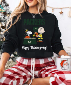 Peanuts Green Bay Packers Football Happy Thanksgiving T Shirt
