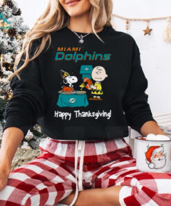 Peanuts Miami Dolphins Football Happy Thanksgiving T Shirt