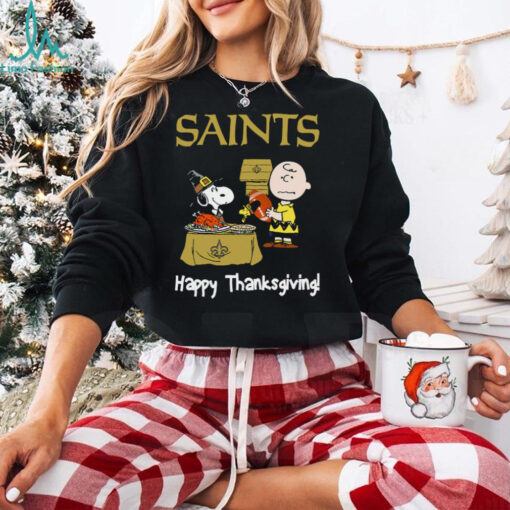 Peanuts New Orleans Saints Football Happy Thanksgiving T Shirt