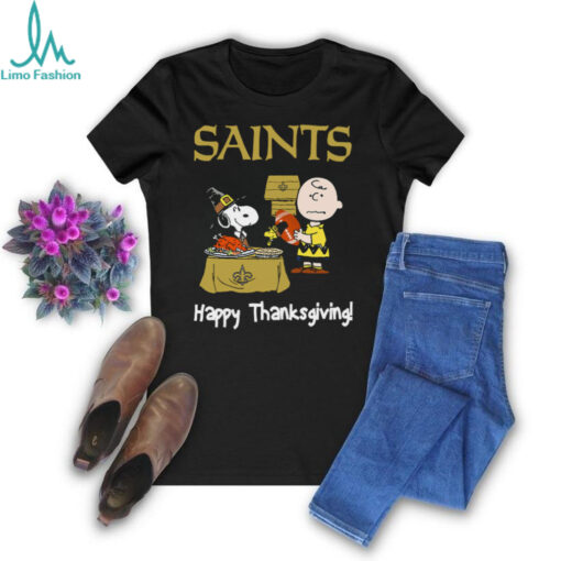Peanuts New Orleans Saints Football Happy Thanksgiving T Shirt