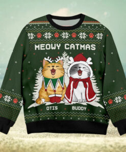 Personalized Cat Meowy Catmas Ugly Christmas Sweater