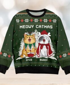 Personalized Cat Meowy Catmas Ugly Christmas Sweater