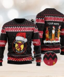 Personalized Fireball Santa Reindeer Snowflake Ugly Sweater
