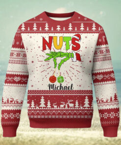 Personalized Matching Couple Ugly Christmas Sweater Custom Name Chestnuts Xmas Funny Nuts TS02