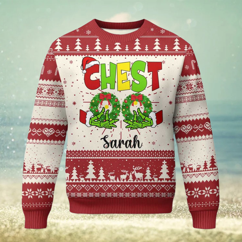 Personalized Matching Couple Ugly Christmas Sweater Custom Name Chestnuts Xmas Funny Personalized Matching Couple Ugly Christmas Sweater Custom Name Chestnuts Xmas Funny