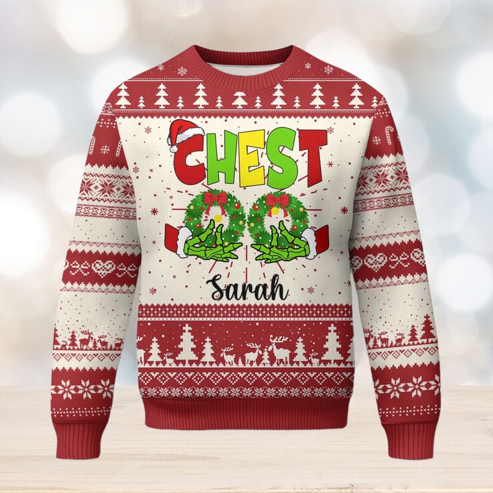 Personalized Matching Couple Ugly Christmas Sweater Custom Name Chestnuts Xmas Funny Personalized Matching Couple Ugly Christmas Sweater Custom Name Chestnuts Xmas Funny