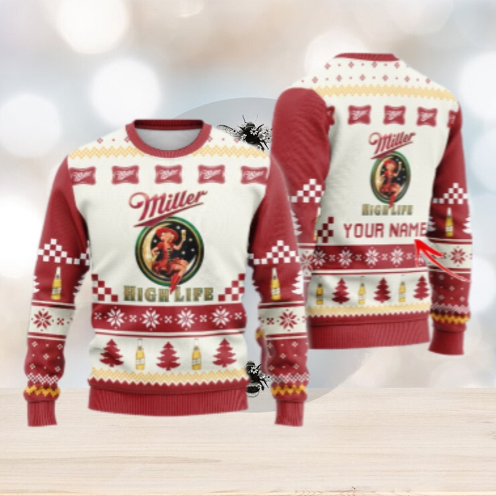Personalized Miller High Life Classic Ugly Christmas Sweater Personalized Miller High Life Classic Ugly Christmas Sweater