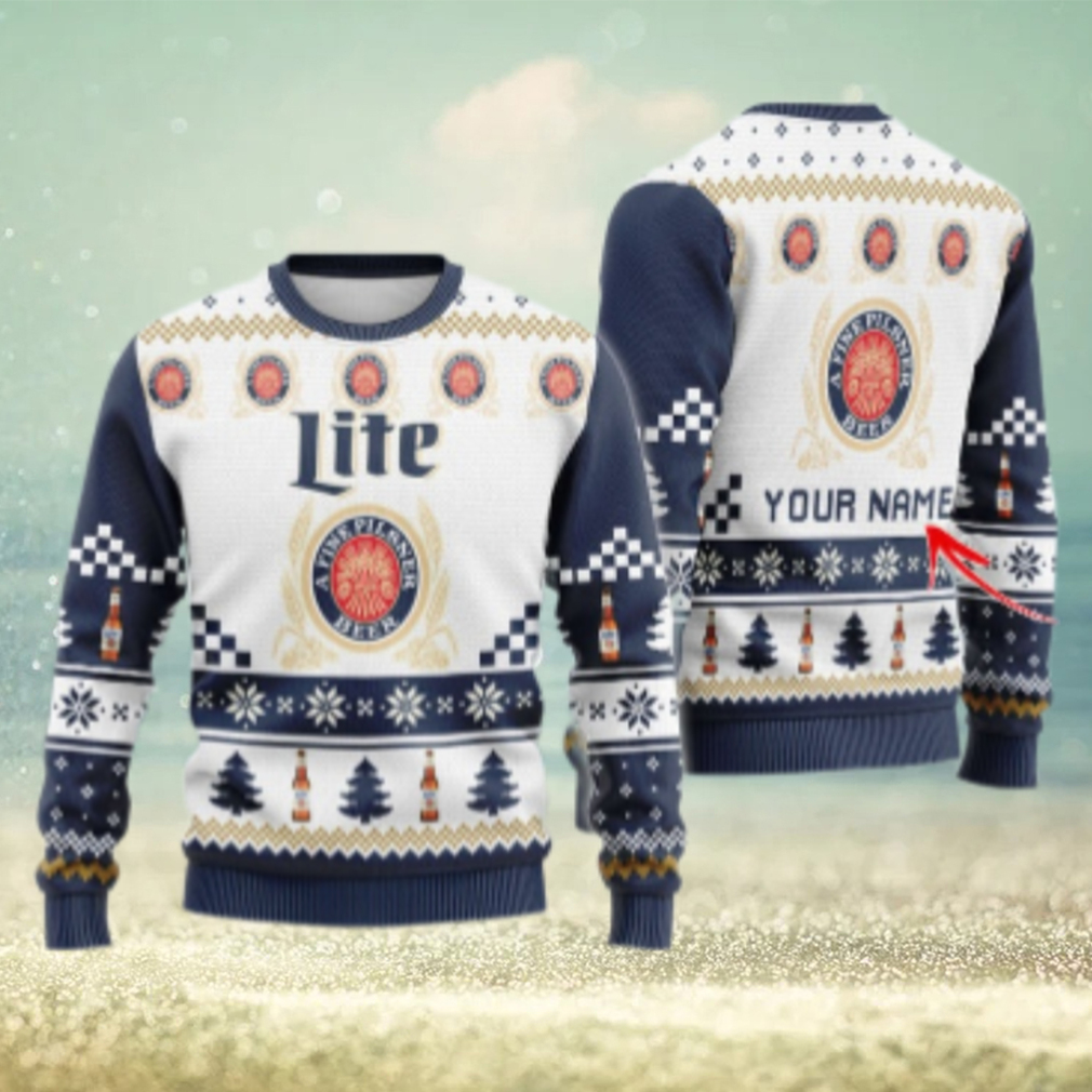 Personalized Miller Lite Classic Ugly Christmas Sweater Personalized Miller Lite Classic Ugly Christmas Sweater