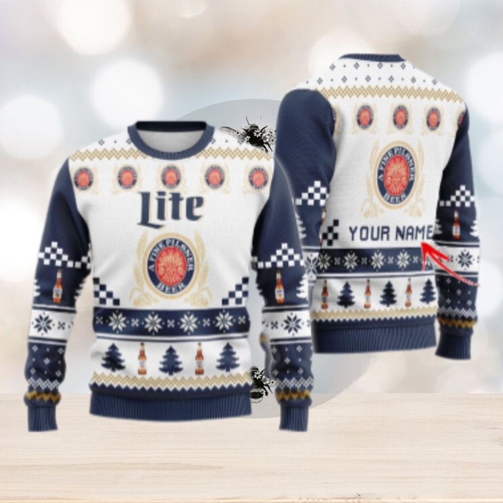 Personalized Miller Lite Classic Ugly Christmas Sweater Personalized Miller Lite Classic Ugly Christmas Sweater