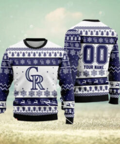 Personalized Snowflake MLB Colorado Rockies Ugly Sweater Custom Name