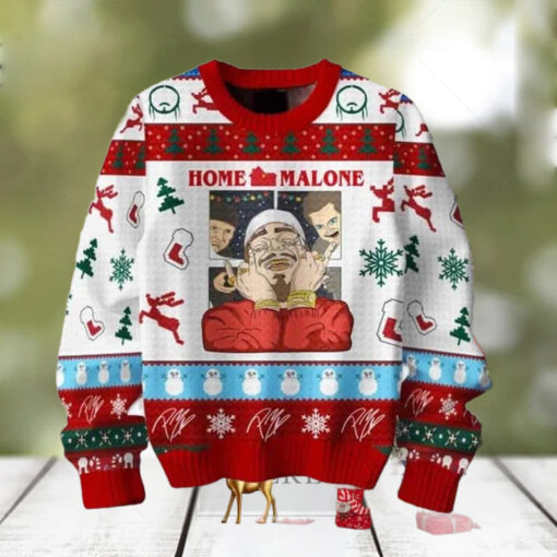 Post Malone Christmas Home Alone With Malone Chirstmas Gifts 2024 Xmas For Family And Friends Ugly Sweater