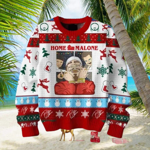 Post Malone Christmas Home Alone With Malone Chirstmas Gifts 2024 Xmas For Family And Friends Ugly Sweater