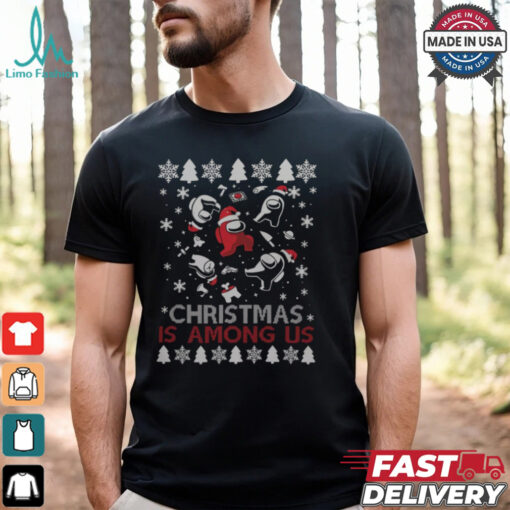 PrintBar Christmas is Among Us   Funny Santa Claus Hat T Shirt
