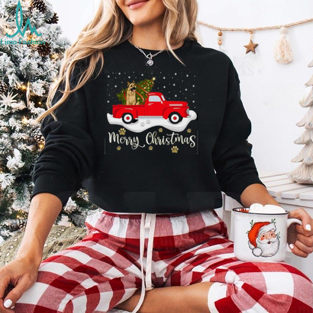 Red Truck Merry Christmas Tree German Shepherd Christmas German Shepherd T Shirt Red Truck Merry Christmas Tree German Shepherd Christmas German Shepherd T Shirt