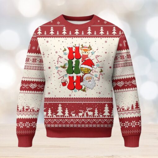 Retro Groovy Christmas Ho Ho Ho Reindeer Disco Ball Santa Xmas Ugly Christmas Sweater