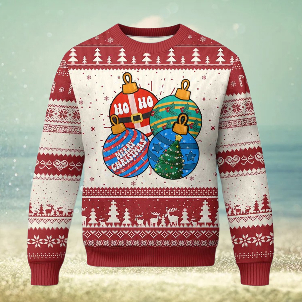 Retro Groovy Merry Christmas Ornament Ho Ho Ho Ugly Christmas Sweater Retro Groovy Merry Christmas Ornament Ho Ho Ho Ugly Christmas Sweater